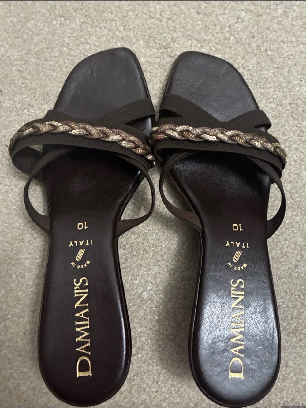 Damiani’s Italian Brown Braided Slide Sandals
